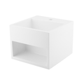 DAX Solid Surface Square Single Bowl Bathroom Sink Cabinet, White Matte Finish,  12-4/5 x 12-4/5 x 9-7/8 Inches (DAX-AB-1360)