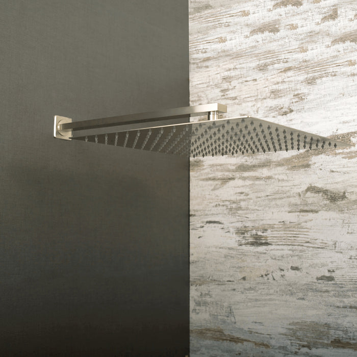 DAX Square Rain Shower Head, Ultra Thin, Brass Body, Brushed Nickel Finish (D-114040-BN)