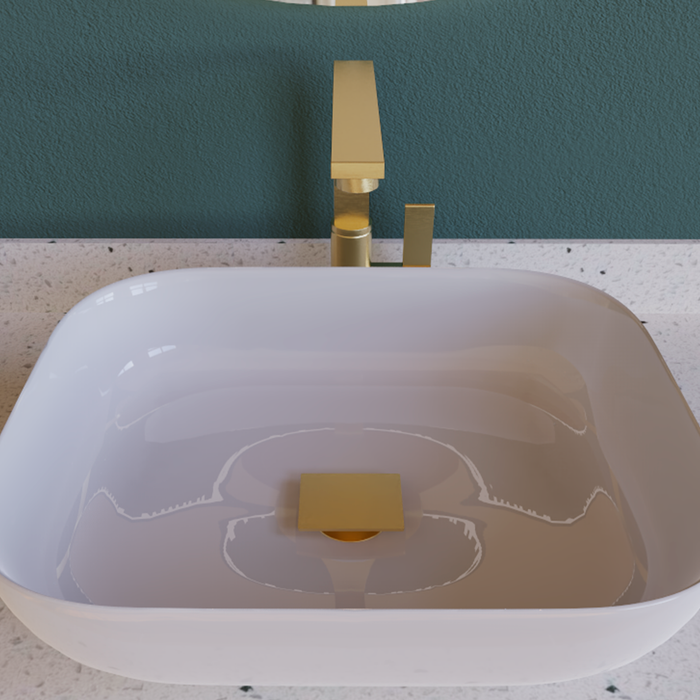 This is a DAX Square Vanity Sink Pop up Drain, Brass Body, 2-3/4 x 8-7/8 Inches. Order now at www.daxib.com