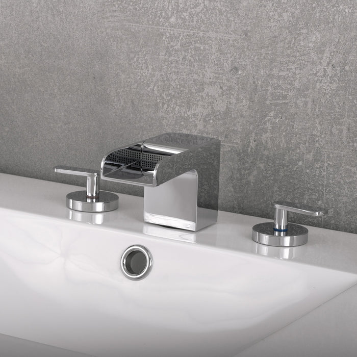 DAX Two Handle Bathroom Faucet, Brass Body, Chrome Finish, 8 x 2-3/8 Inches, (DAX-8255C)