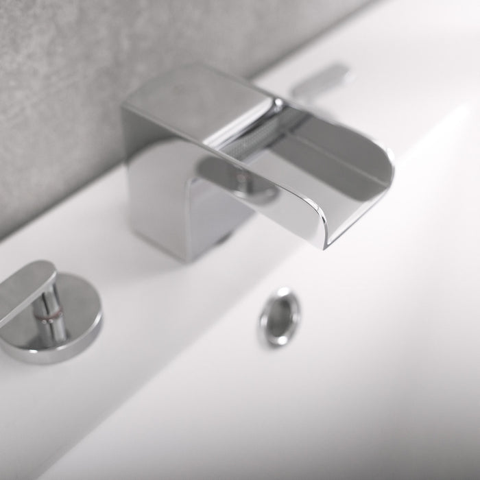 DAX Two Handle Bathroom Faucet, Brass Body, Chrome Finish, 8 x 2-3/8 Inches, (DAX-8255C)