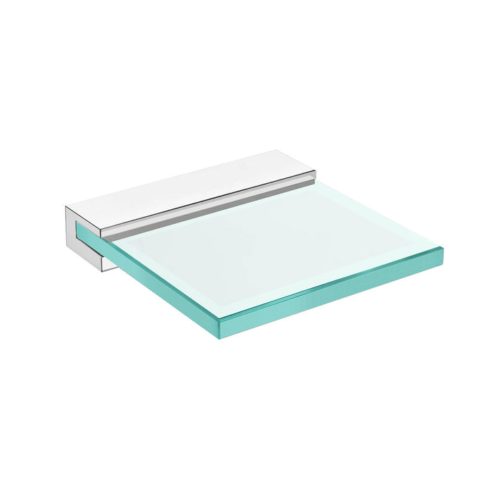 DAX Venice Soap Dish, Tray, Wall Mount, Tempered Glass, Brushed Finish, 4-5/16 x 4-1/2 x 4-1/2 Inches (DAX-GDC060132-BN)