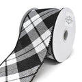 Diagonal Plaid Patterned Wired Ribbon, White, 2-1/2-Inch, 10-Yard