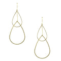 Double Tear Drop Dangle Earrings, Gold, 2-1/2-Inch