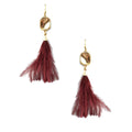Feather Tassel Drop Earrings, Burgundy, 2-Inch