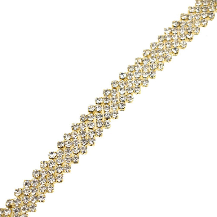 Five Row Zigzag Crystal Rhinestone Jewel Trim, Gold, 5/8-Inch, 3-Yard