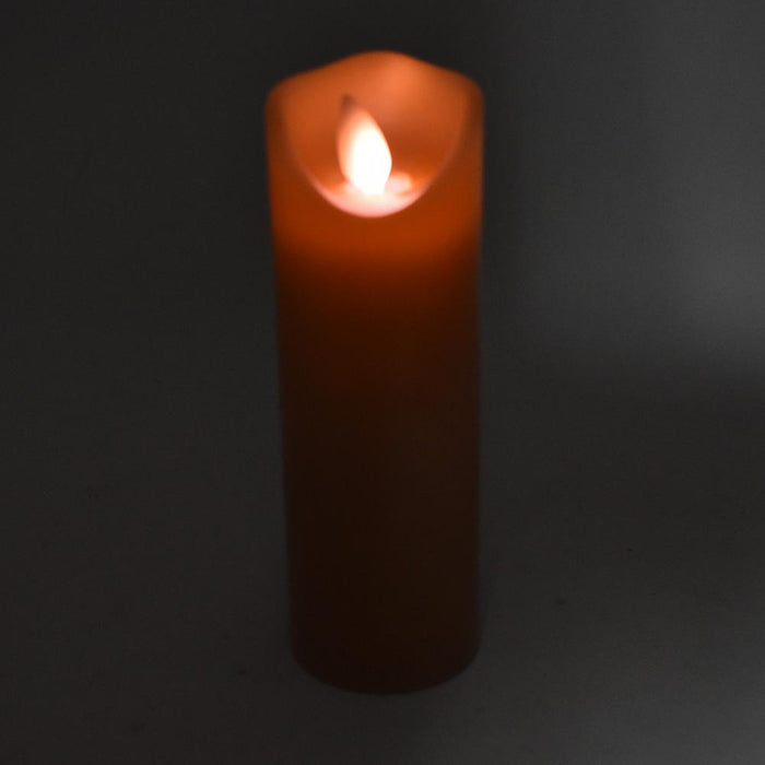 Flameless Wax Slender Pillar LED Candle, Ivory, 8-Inch