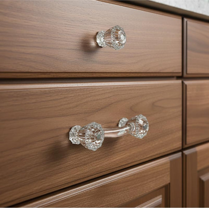Fluted Glass Handle shown with matching knob - Paxton Hardware