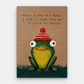 Frog In A Beanie Canvas — Canvas Vertical #01