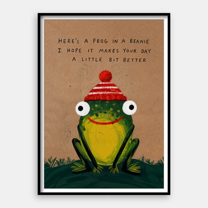 Frog In A Beanie — Art Print Vertical #01