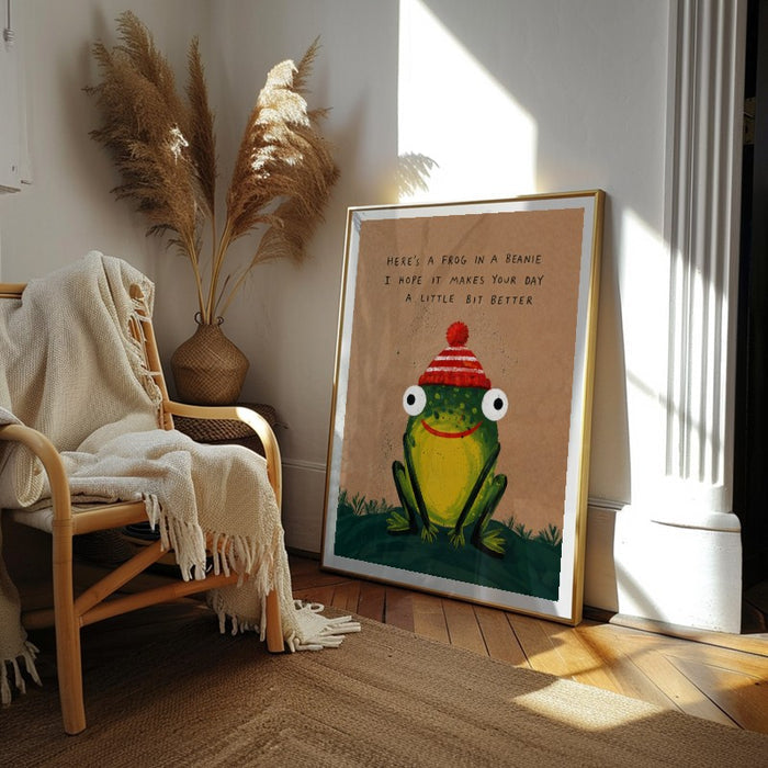 Frog In A Beanie — Art Print Vertical #02