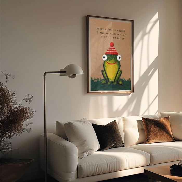 Frog In A Beanie — Art Print Vertical #05