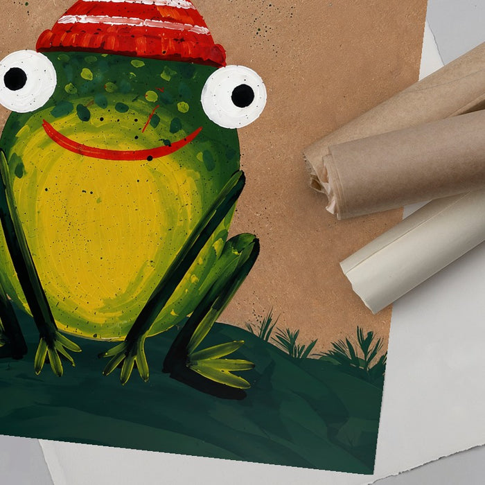 Frog In A Beanie — Art Print Vertical #06