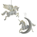 Frosted Kingdom Unicorn and Pegasus Ornaments, 4-Inch, 2-Piece