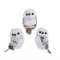 Furry Perched Owl Christmas Ornament, 3-Inch, 3-Piece