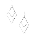 Geometrical Diamond Shaped Drop Dangle Earrings, Silver, 2-Inch