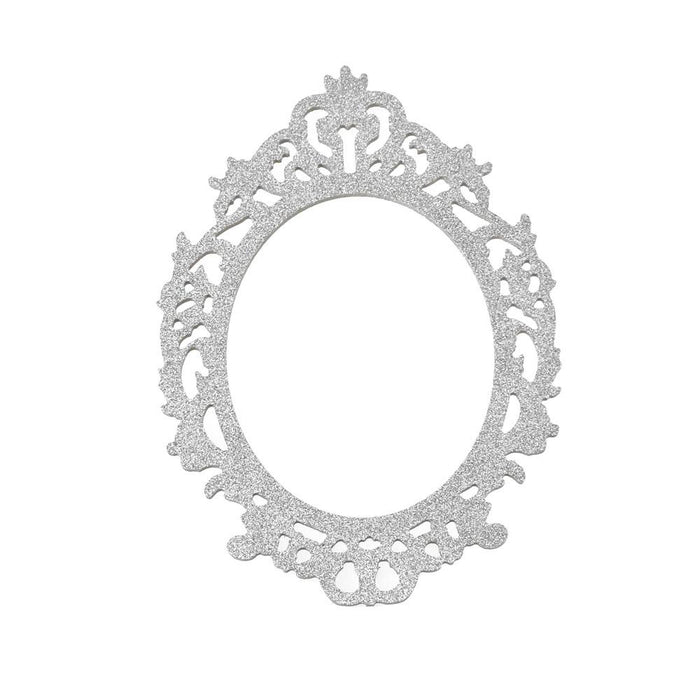 Glitter Antique Style Wooden Oval Frame, 11-3/4-Inch, Silver