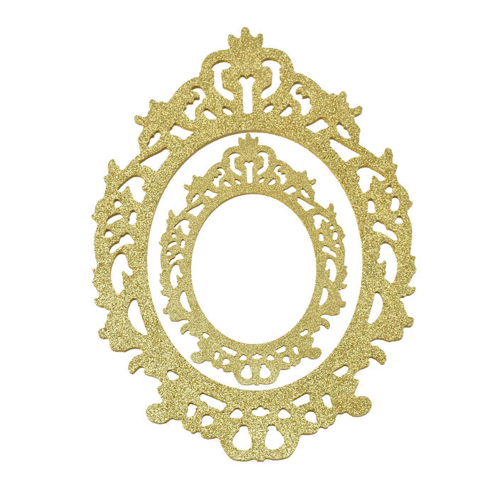 Glitter Antique Style Wooden Oval Frame Set, Assorted Sizes, 2-Piece, Gold