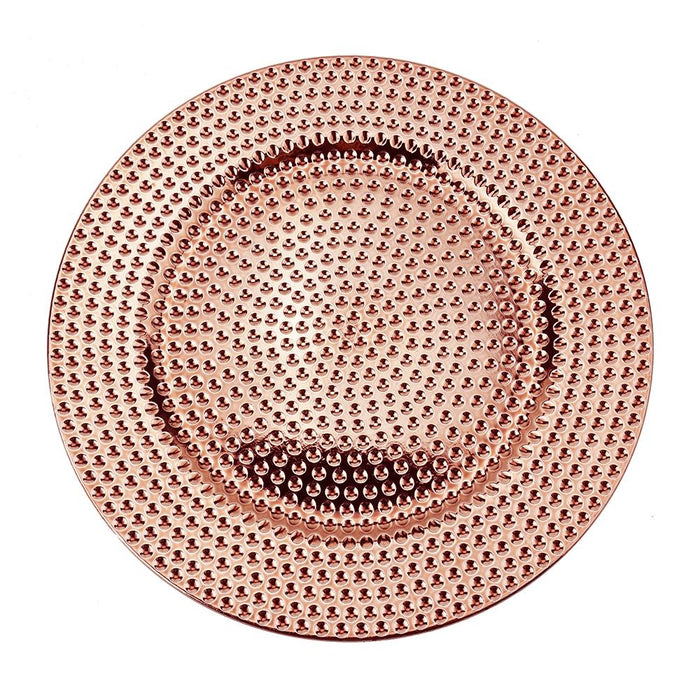 Hammer Textured Plastic Charger Plate, Rose Gold, 13-Inch, 1-Count