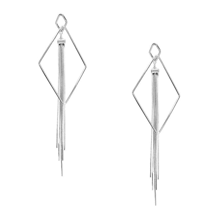Hanging Diamond Tassel Earrings, 6-Inch