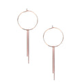 Hoop with Bar Fringe Earrings, Rose Gold, 3-Inch