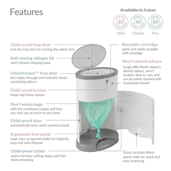 KORBELL CLASSIC HANDS-FREE NAPPY BIN 26L BUNDLE
