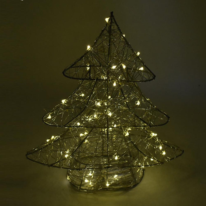 LED Metal Wired Christmas Tree Stand, Silver, 12-Inch
