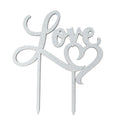 Love Heart Wedding Glitter Cake Topper, 7-Inch, Silver