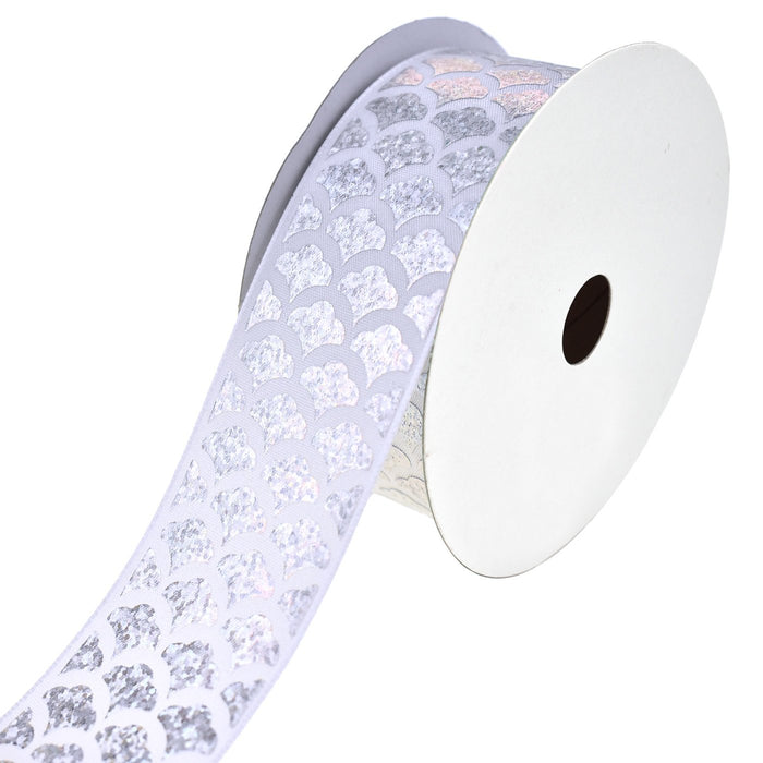 Mermaid Scales Laser Printed Ribbon, 2-1/2-Inch, 10-Yard, White