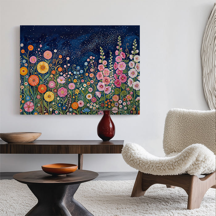 Midnight Garden Bloom Canvas