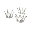 Mini Princess Rhinestone Crown Embellishments, Silver, 1-Inch, 3-Piece