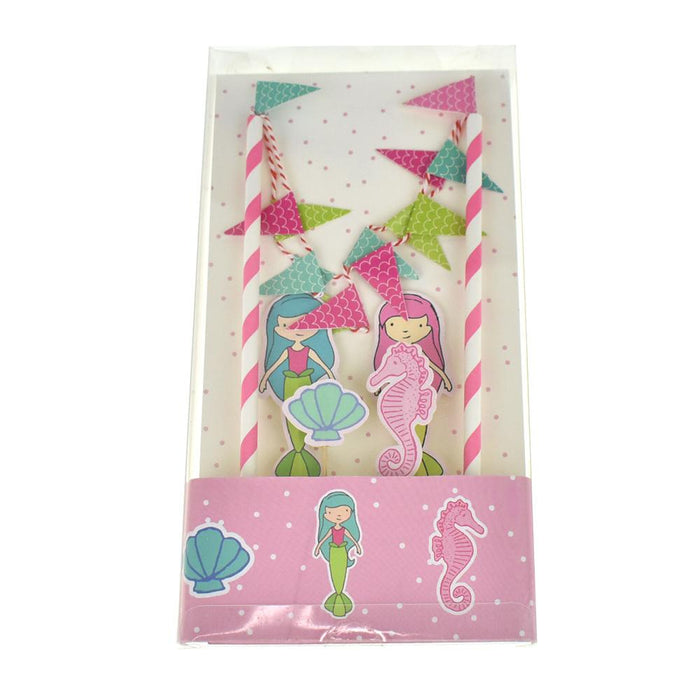Mythical Mermaid Party Celebration Cake Topper, 5-Piece