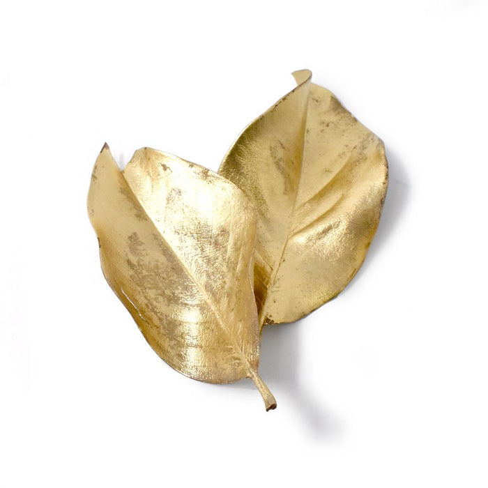 Natural Painted Magnolia Leaves, 10-Piece, Gold