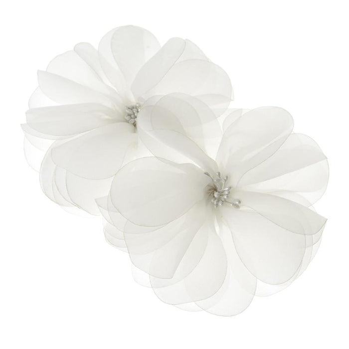 Organza Flowers with Beaded Center, 5-3/4-Inch, 2-Count