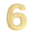 Pine Wood Beveled Wooden Number 6, Natural, 5-13/16-Inch