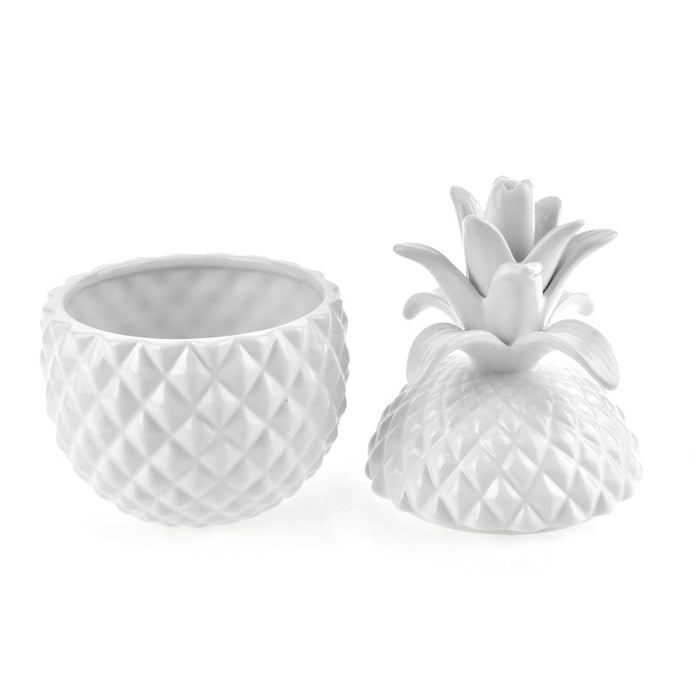 Pineapple Ceramic Cookie Jar, White, 8-Inch