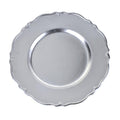 Plastic Round Charger Plate Wavy Edge, 13-Inch, Silver, 1-Count