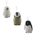 Plush Arctic Penguin Christmas Ornaments, 3-1/2-Inch, 3-Piece