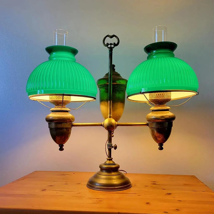 Green Glass Shades shown on Student Lamp, Paxton Hardware