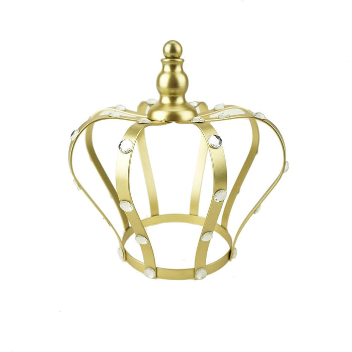 Royal Monarch Rhinestone Metal Crown, Gold, 8-Inch