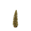 Shimmering Bottle Brush Christmas Tree on Wood Base Decoration, Gold, 7-Inch