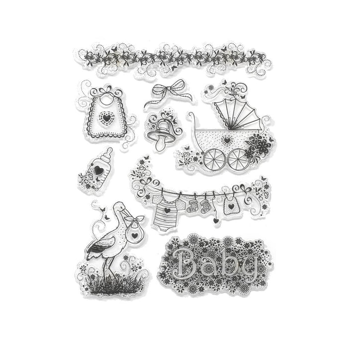 Silicone Baby Clear Stamps, 9-Piece
