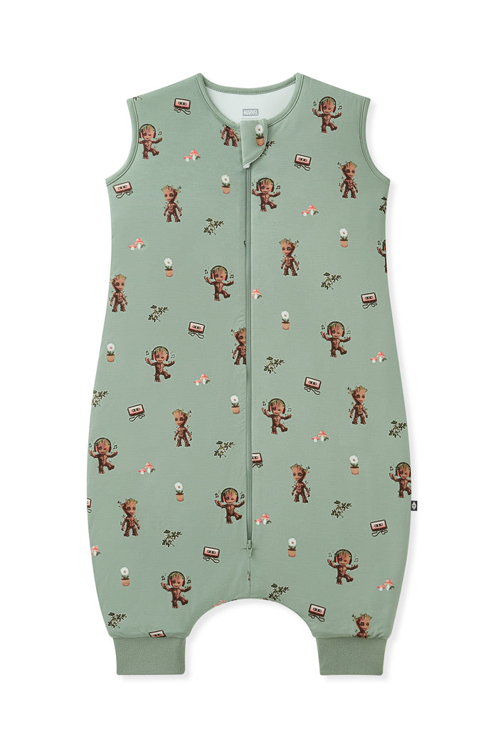Green Sleep Bag Walker in Groot print on white background