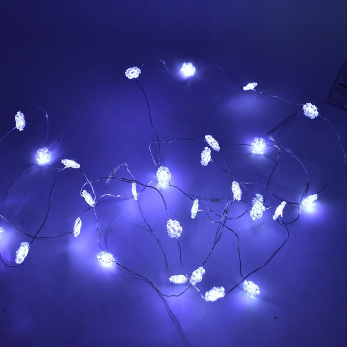 Snowflake Battery Operated Fairy String Lights, Cool White, 10-Feet, 30 LED