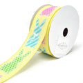 Stitched Bunny Cut Outs Wired Linen Ribbon, 1-1/2-Inch, 10-Yard