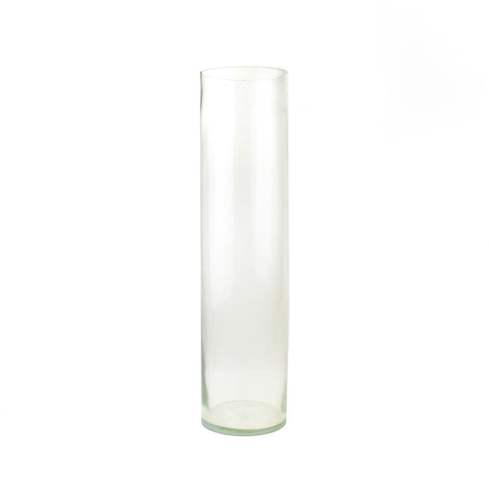Tall Glass Cylindrical Vase. Clear, 23-3/4-Inch