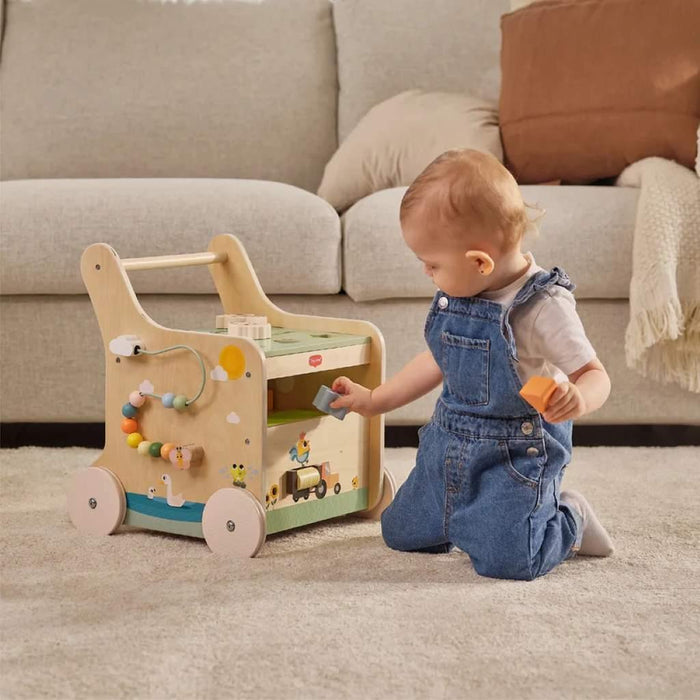 TINY LOVE FARMERS FUNDAY PUSH & PLAY WOODEN WALKER