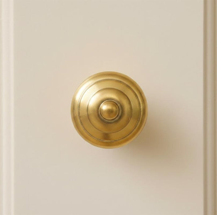 Front view of Circular Solid Brass Cabinet Knob - Paxton Hardware