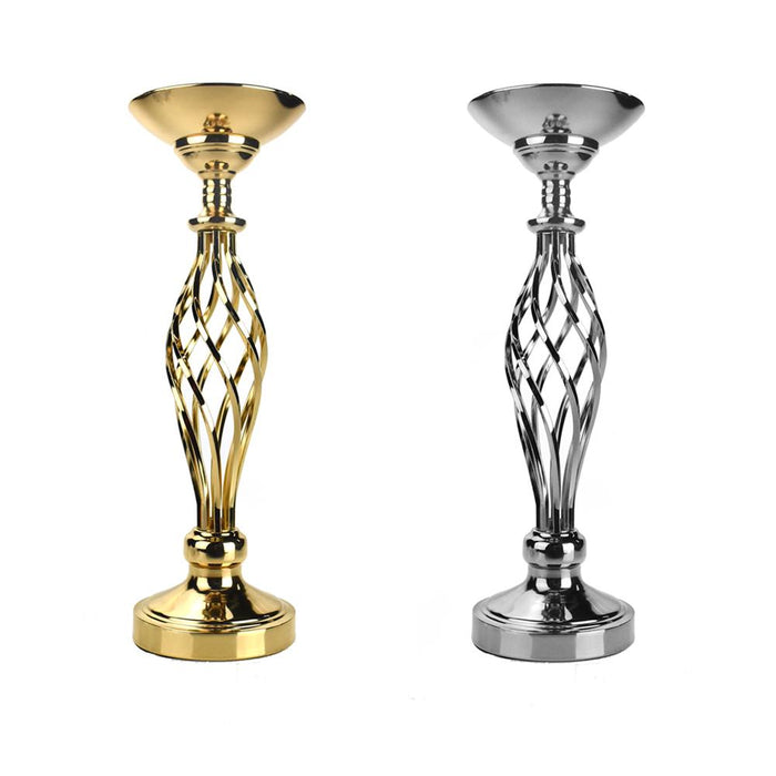 Twisted Candle Holder Metal Centerpiece, 17-3/4-Inch, Silver
