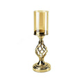 Twisted Candle Holder with Glass Cylinder Centerpiece, 16-Inch, Gold